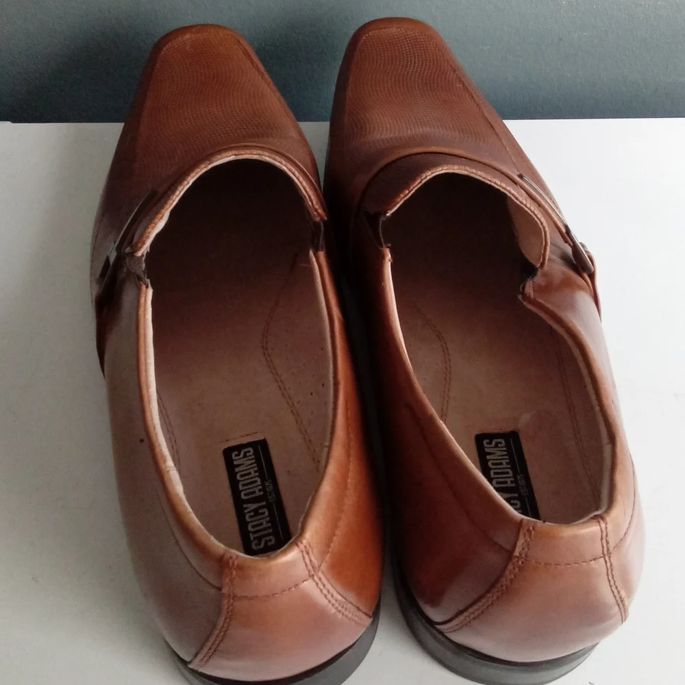 Stacy Adams Mens Cognac Brown Textured Square Toe Slip On  display picture 3